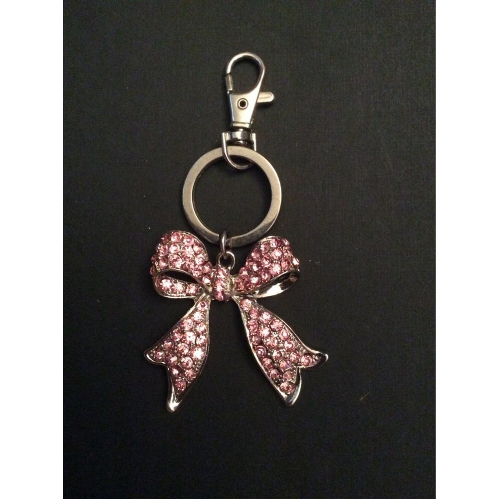 Pink Rhinestone Bow Charm B29